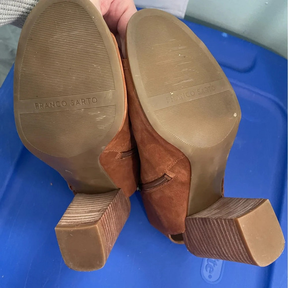 Franco Sarto Cute Cut-Out Peep Toe Booties Marty whiskey Brown size 9 - Picture 10 of 12